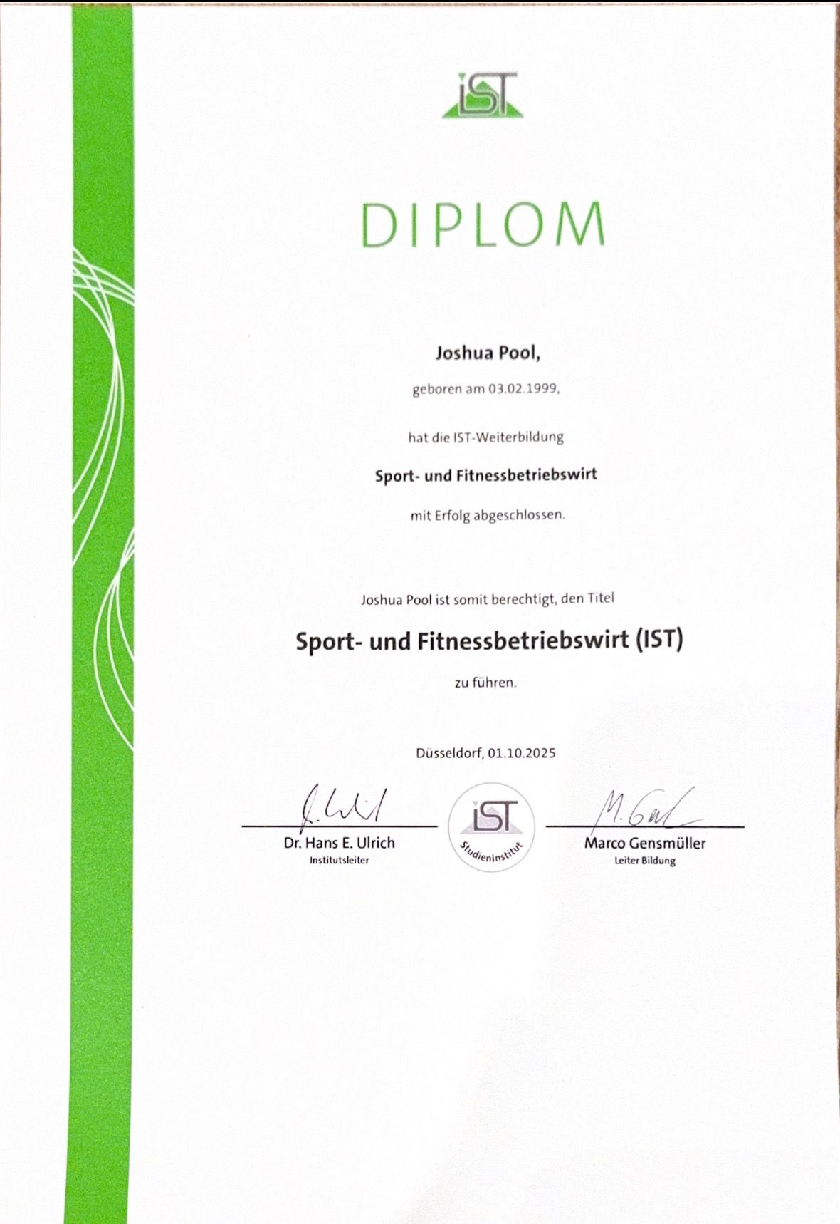 Fitnessbetriebswirt (IST) — Diplom
