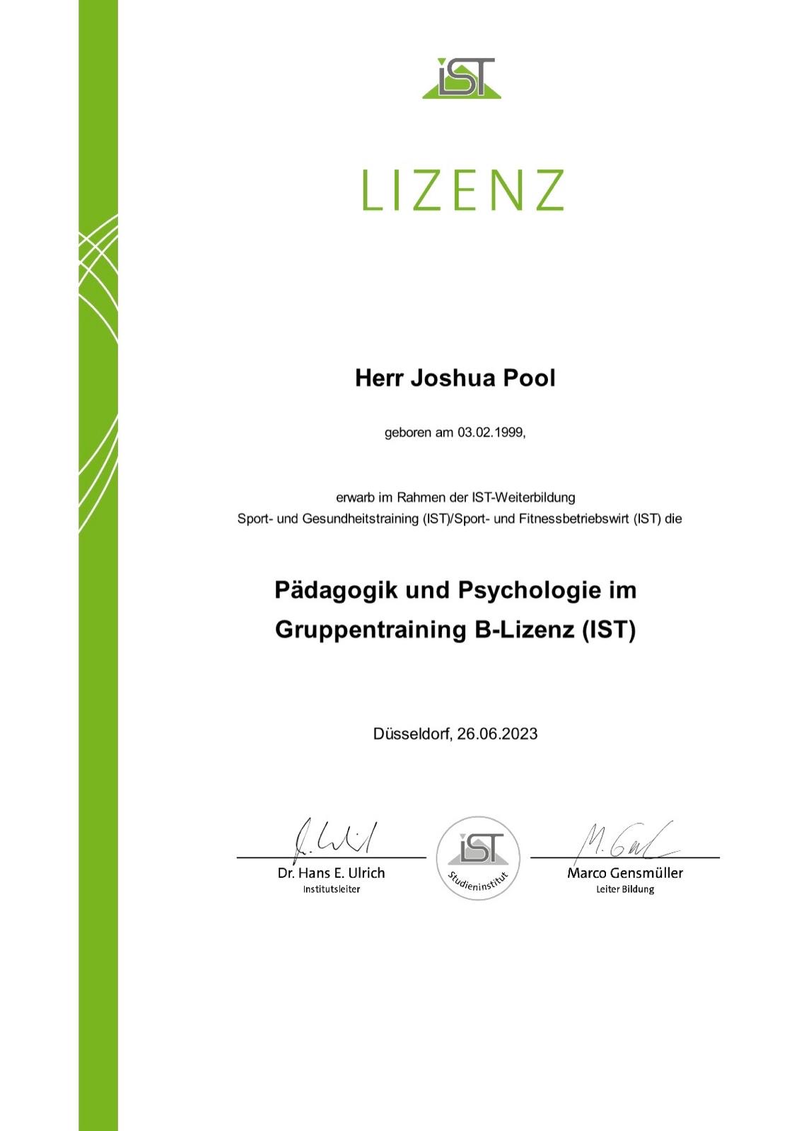 Pädagogik und Psychologie im Gruppentraining B-Lizenz (IST)
