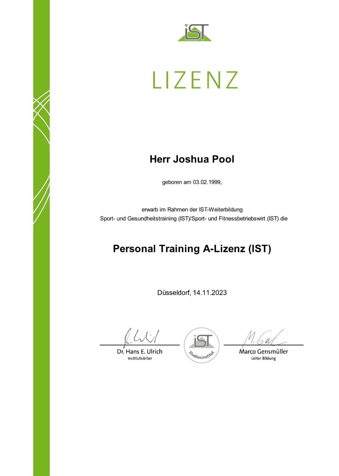 Personal Training A-Lizenz (IST)