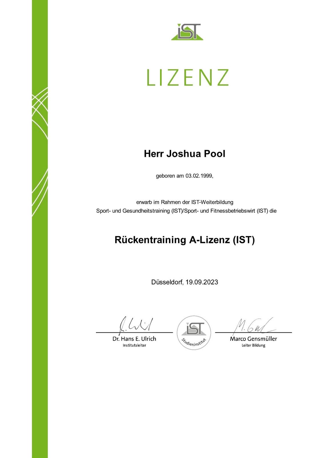 Rückentraining A-Lizenz (IST)